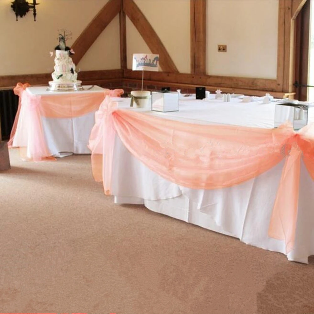 10M135M Peach Color Sheer Swag DIY Organza Swag Fabric For Wedding