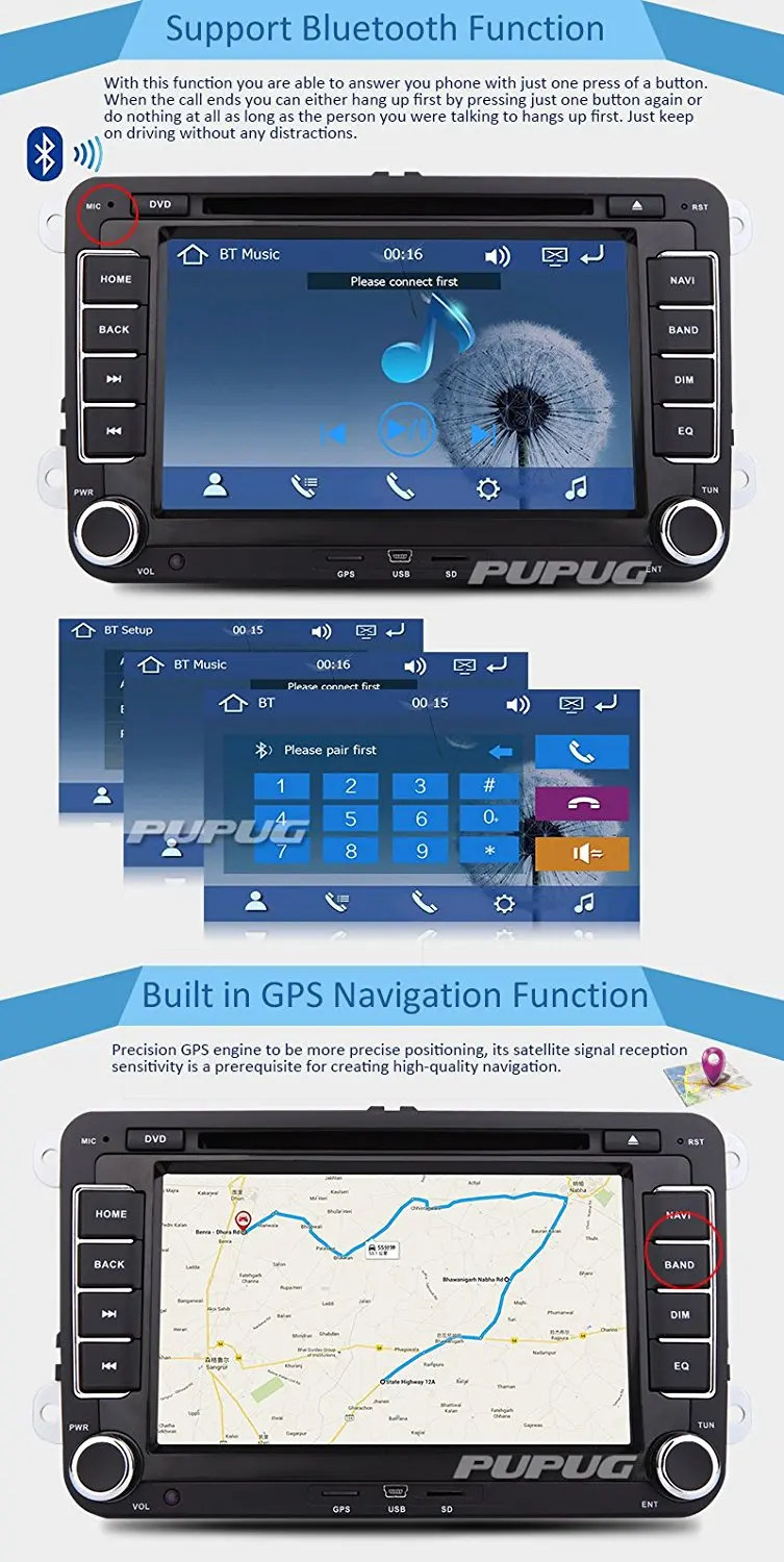 Perfect EinCar Double Din Car Stereo GPS Navigation 7