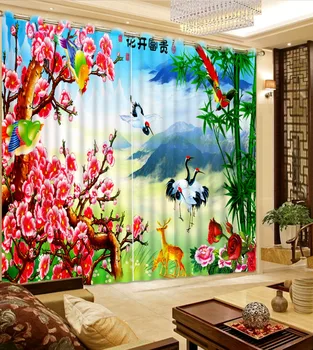 

Classic Home Decor 3D Curtain Chinese Color Landscape Painting Bed Room Living Room Office Hotel Cortinas Blackout Curtain