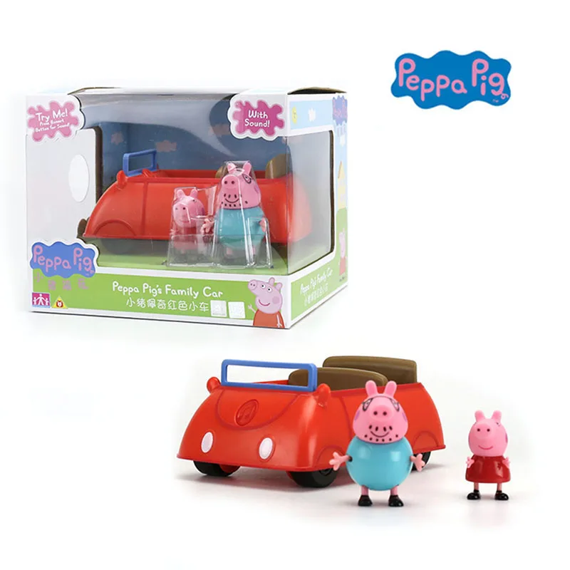 

Hot sale Genuine PEPPA PIG -- peppa pig's family car set with peppa and daddy figure KIDS TOY children's best gift free shipping