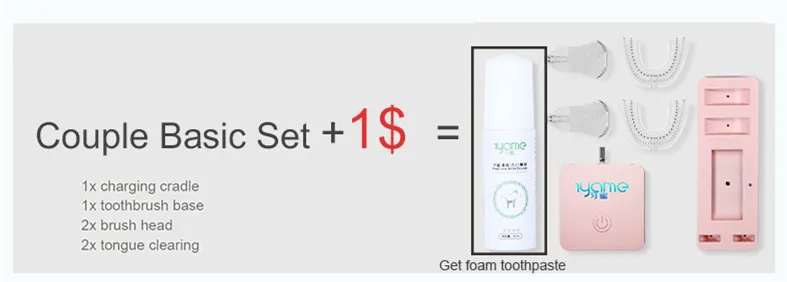 couple toothpaste Стиль 360 градусов звуковая электрическая зубная щетка перезаряжаемая Автоматическая отбеливающая u-образная зубная щетка для взрослых(розовая - Цвет: couple toothpaste
