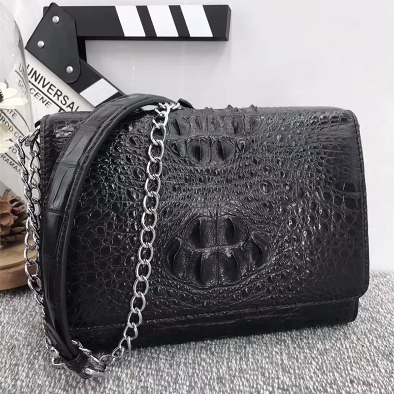 Fashion Designer Genuine Alligator Crocodile Leather Ladies Small Black