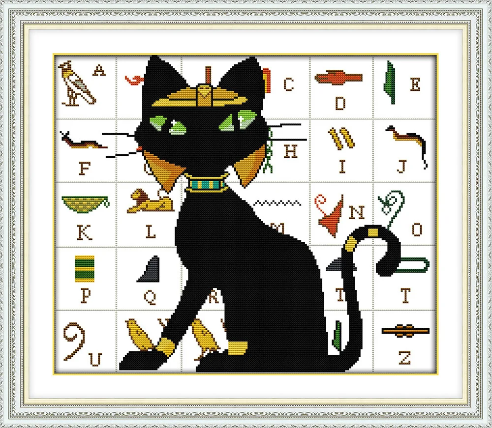 

New arrival 2018Black cat and alphabet Cross Stitch DIY 11CT 14CT Cross-Stitch Kit Handmade Embroidery for Needlework
