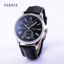 42mm Parnis Seagull 2542 Movement Automatic Power Reserve Men s Watch Black Dial with Silver Numbers
