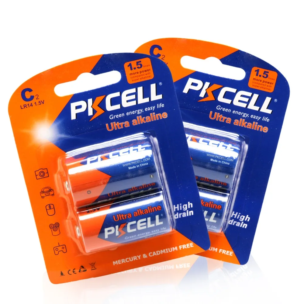 

4pcs PKCELL 1.5V C LR14 Ultra Alkaline Batteries 114A U11 MN1400 Single Use Batteries Special for High Drain Devices
