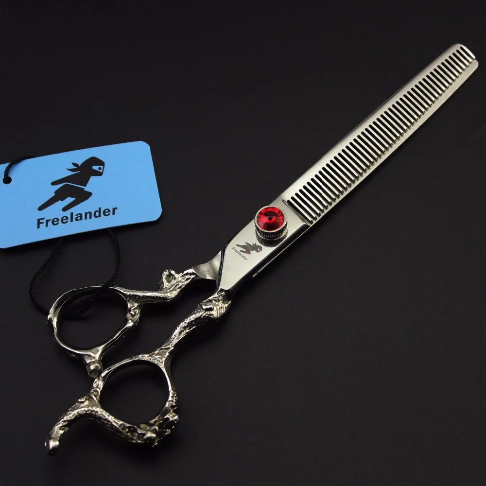 7.0 inch Freelander High-end dragon handle Gems Tooth scissors Thinning Pet scissors Unique fish bone scissors