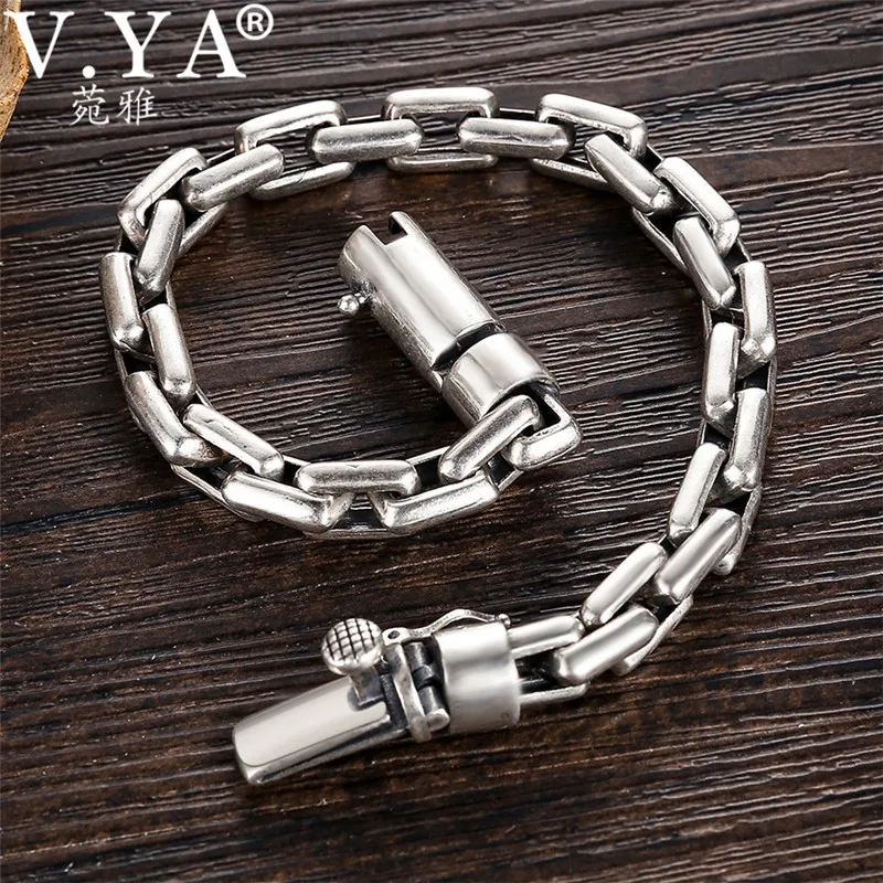 Cena V. YA 6 8mm męska bransoletka 925 bransoletki ze srebra wysokiej próby mężczyzna mężczyźni Toggle clasps biżuteria srebrna urodziny prezent ślubny