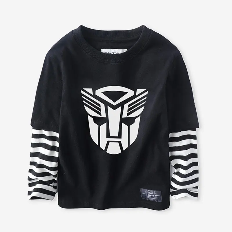 

High Quality Boys Fashion Autobots T-shirts 2019 Spring Autumn New Baby Boys Printing Clothes Children Stripe Causal Tops 2-15Y