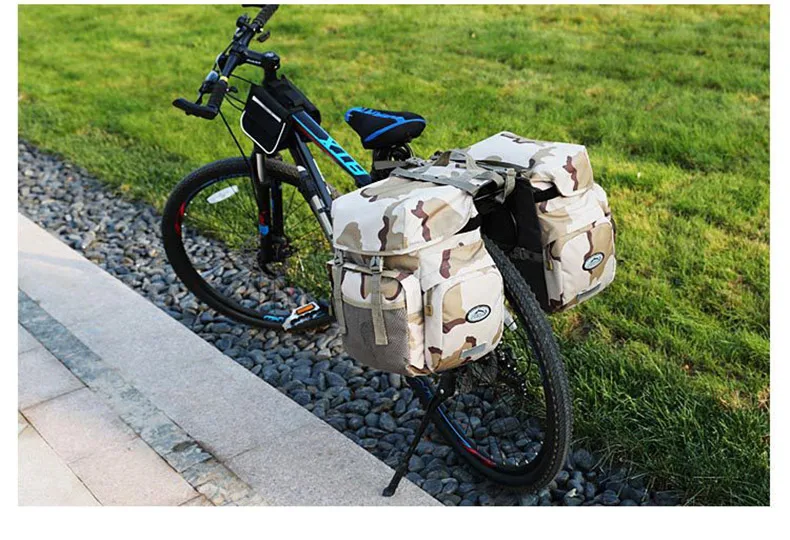 Best Bicycle Bag Mountain Road Saddle Cycling Bags MTB Rear Double Side Rack Tail Seat Pannier Pack Bike Accessories Rain Cover XA37D 16