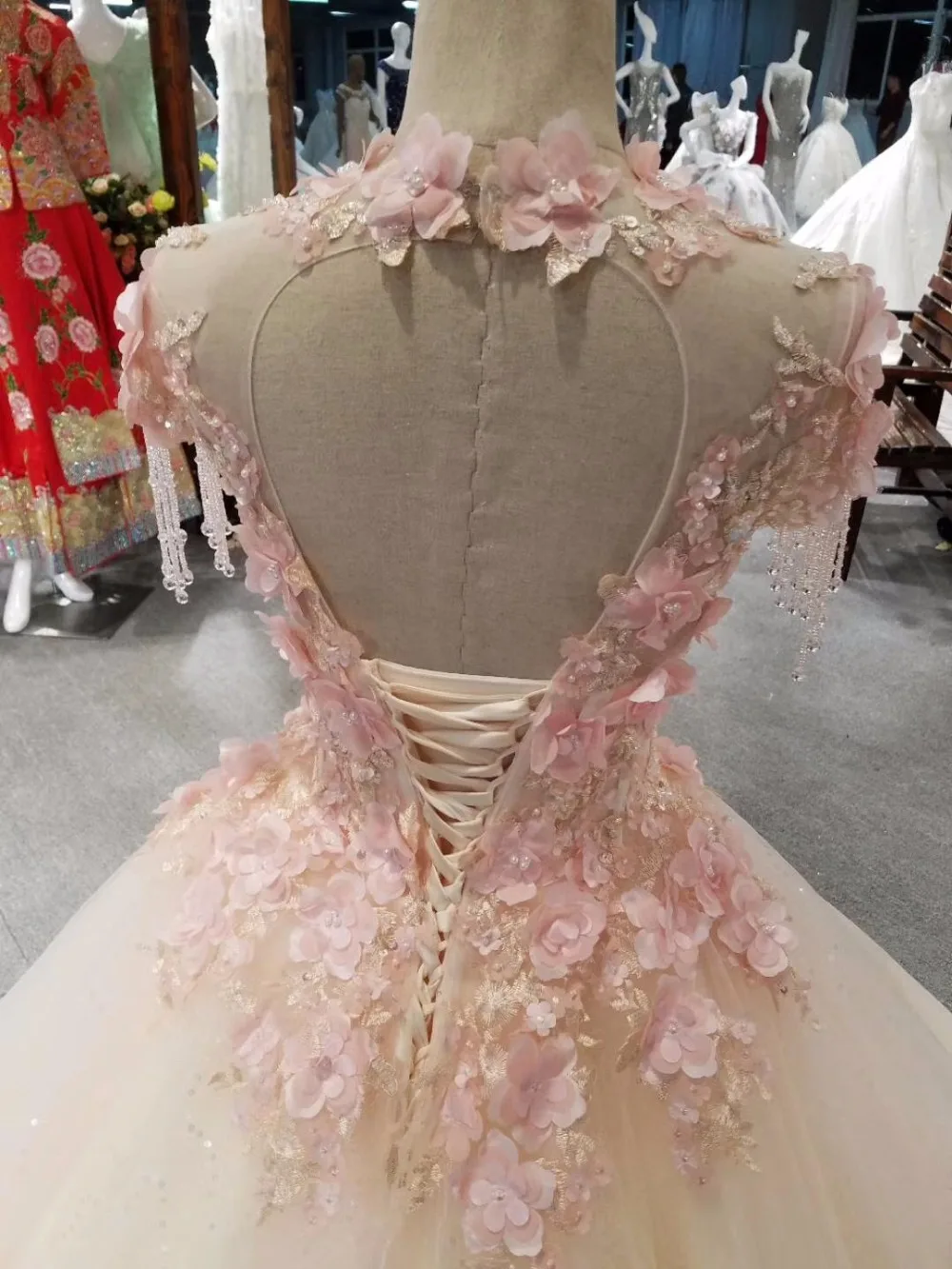 CloverBridal список лучших продавцов alibaba розничный магазин невесты платье принцессы длиной в Пол, розовое платье с кристаллами и кисточками на плечах
