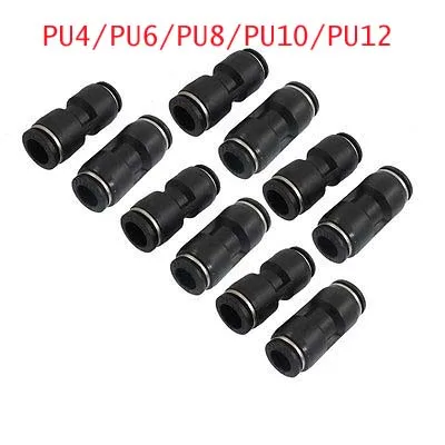 PU4/PU6/PU8/PU10/PU12 4 мм/6 мм/8 мм/10 мм/12 мм черный 2-ходовой воздушный шланг прямой Быстрый