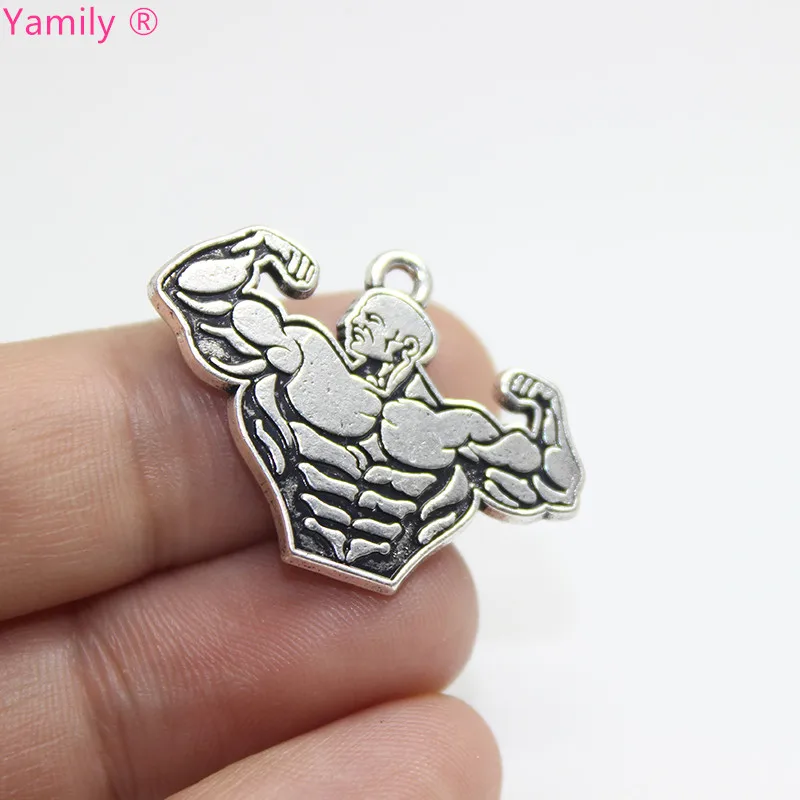 10pcs- Weight Lifting Charm Funny Strong Muscle Men Bodybuilding Weightlifting Pendants For DIY Jewelry Making pj2731 | Украшения и