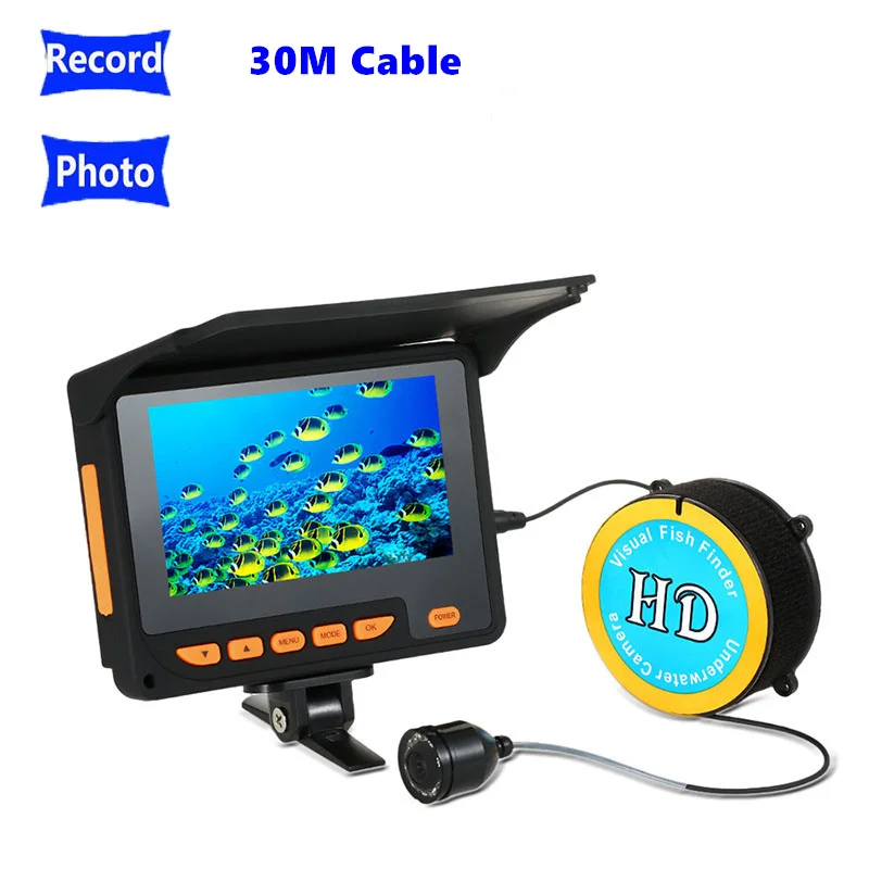 30 М камера для подводной подледной рыбалки, видео-рыболокатор, угол 140 градусов, HD 1000TVL, рыболокатор, Видео Рекордер DVR