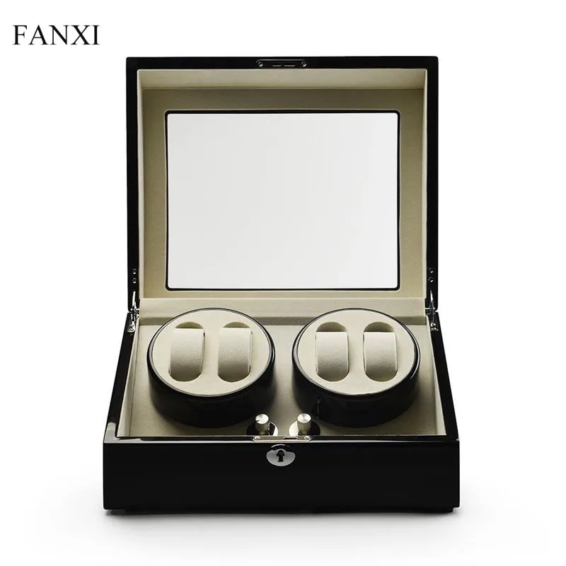 

FANXI DHL Free Shipping Mechanical Watch Maintenance Equipment 4 Slots Solid Wood with Piano Lacquer Watch Shaker Case