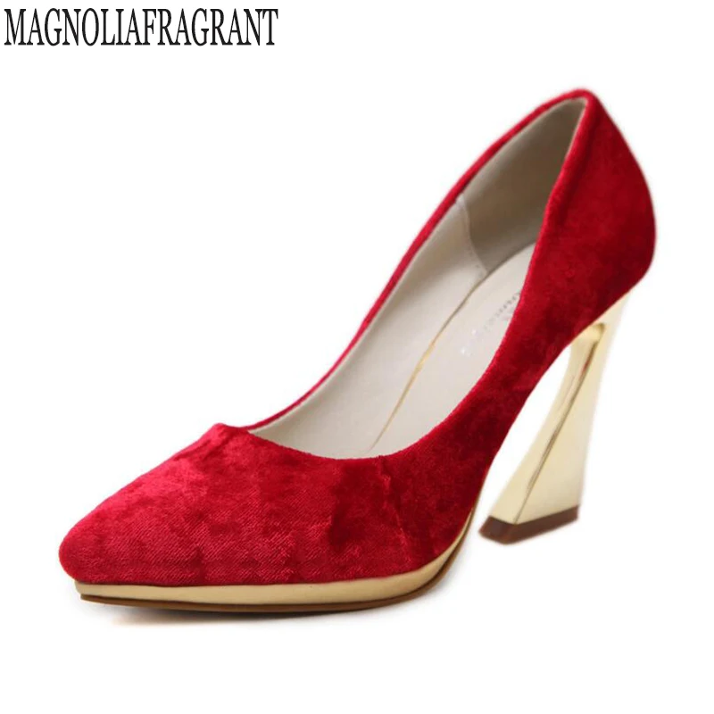 

new Suede Women Pumps Sexy High Heels Pointed Toe Party Shoes Woman Wedding Office Pumps Red Zapato Mujer k274