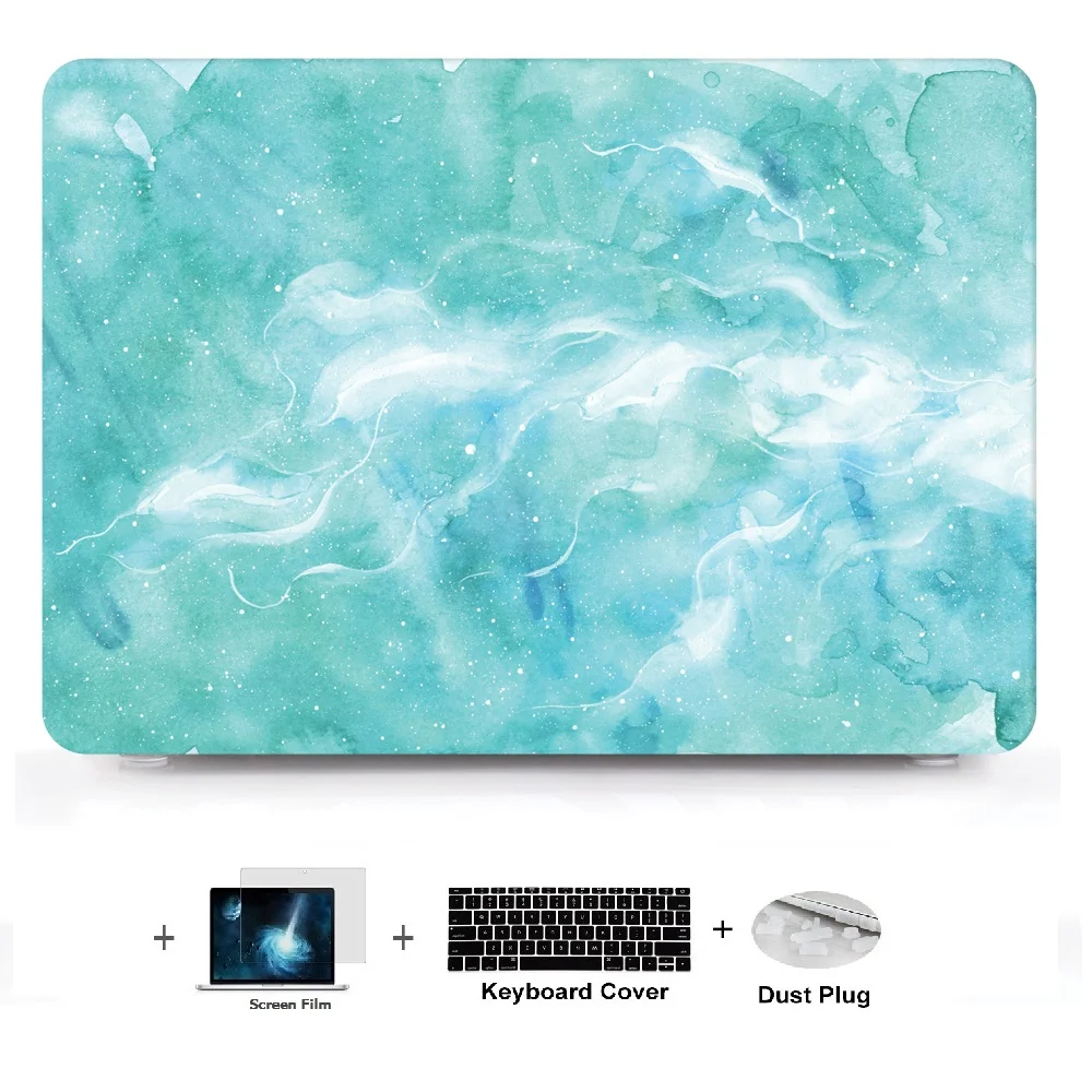 Мраморный Жесткий Чехол для ноутбука+ кожный чехол для клавиатуры Macbook Air 11 13 Pro Retina12 13 15 дюймов Сенсорная панель чехол для ноутбука