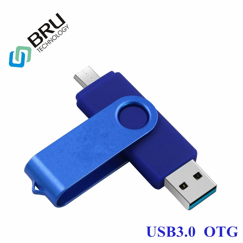 BRU 16GB32GB64GB OTG USB флэш-накопитель для телефона поворотный Android Pendrive USB3.0 Memory Stick OEM на заказ выгравировать печать логотипа