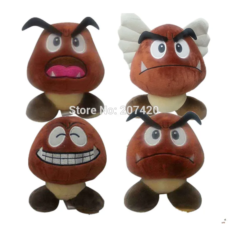 

4 Styles 6'' Super Mario Bros Goomba Soft Stuffed Plush Baby Toys Doll For Kids Gift