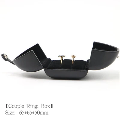 6 шт./лот красный черный и синий кожаный чехол для ювелирных изделий для кольца, ожерелья, браслета - Цвет: Black coupleRingBox