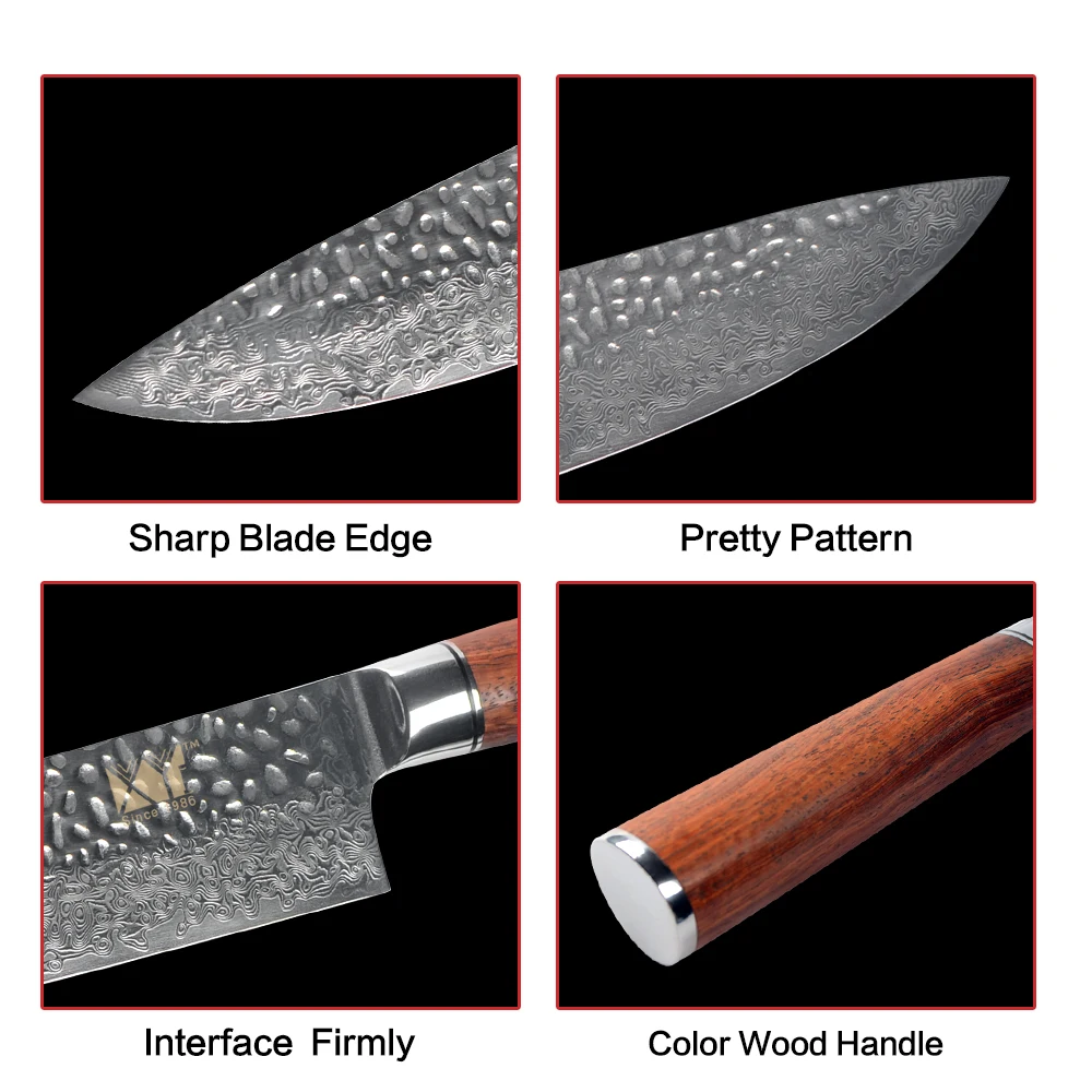 XYj 8 inch Chef Kitchen Cooking VG10 Damascus Knife Japanese Kitchen Cooking Tool Accessories Wood Handle Knives New Arrival