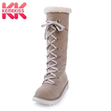 KemeKiss/ ; сапоги до середины икры на танкетке; женская зимняя модная теплая обувь; ботинки; европейские Size34-43; P15890
