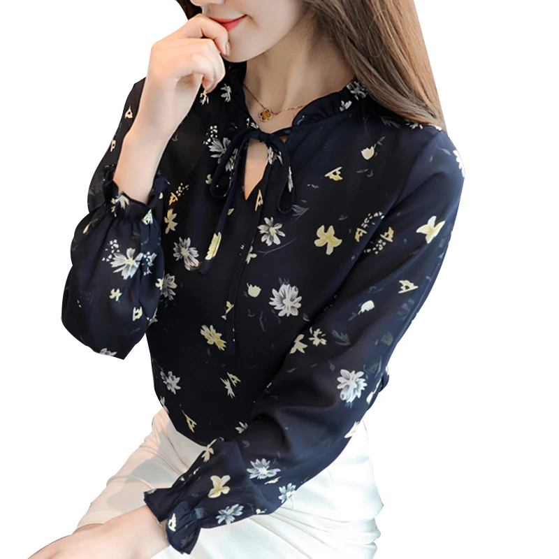 

4XL Fashion Floral Tops Blouses Mujer Summer Short/Long Sleeve Femme Loose Shirts Print Chiffon Women Blouses Femininas Blusas