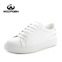 WooPoem Spring Autumn Shoes Women Breathable Cow Leather Flat Platform Shoes Comfortable Low Heel Flats Casual Lady Shoes 16B16
