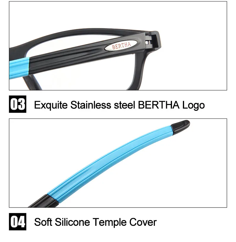 BERTHA бизнес противоскользящие спортивные очки по рецепту TR90 оправа Очки для баскетбола 004