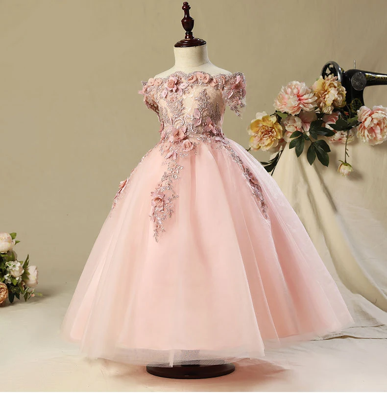 2018 shoulderless Первое Причастие Платья для девочек Vestido daminha Casamento Роскошный бальное платье розовый органзы Платья для девочек на свадьбу