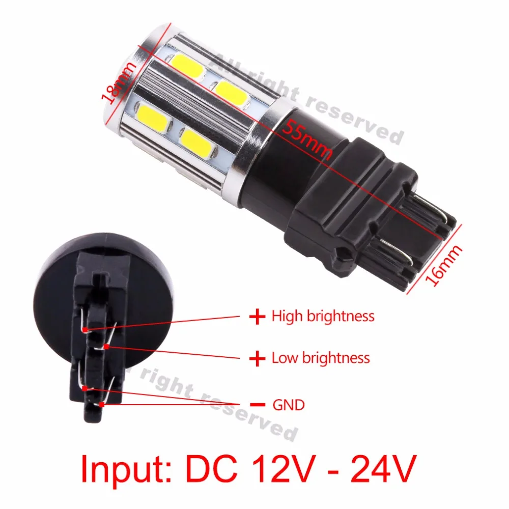 2шт 3156 3157 P27/7 Вт T25 Высокая мощность 12SMD 5730 чип + 5 светодиодный ксеноновый Белый