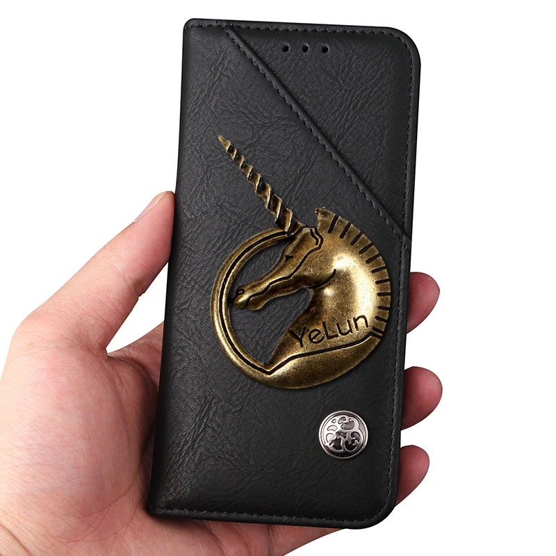 Чехол yelun для lenovo K5 Pro, чехол, 5,99 дюйма, высокое качество, единорог, флип, кожаный чехол для lenovo K5Pro L38041, чехол, сумка для телефона - Цвет: Black