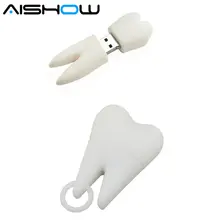 Promotional Dentist gifts Gadget Funny Wisdom teeth shape U disk white pvc teeth usb flash drive free shipping