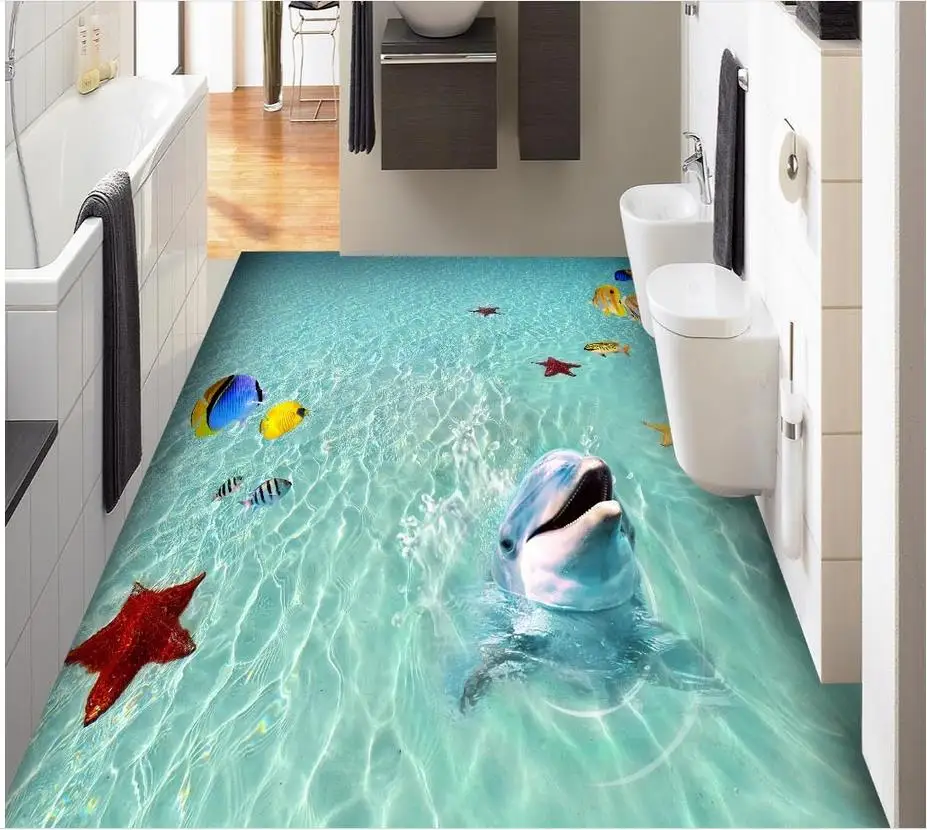 Пляжная морская вода тропическая рыба звезда дельфин 3D Пол ПВХ наклейка на пол