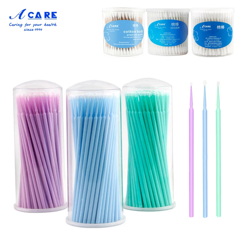 

Cotton Swabs Disposable Plastic Nail Eyelashes Extension Mini Individual Applicators Home Make Up Cotton Soft Swab 100Pcs/Box