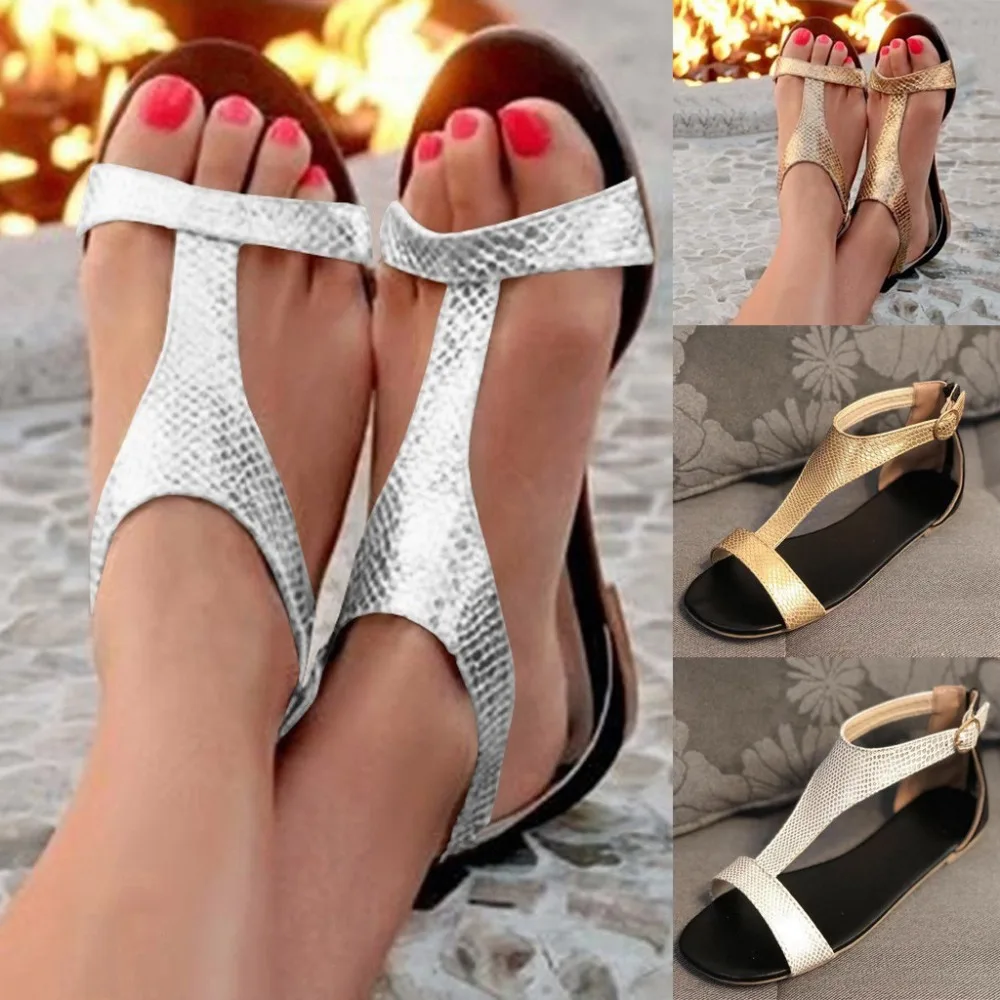 

Women's Sandals Spring Summer Ladies Shoes Open Toe Breathable Beach Buckle Strap Sandals Rome Casual Flat Shoes Plus Size 43