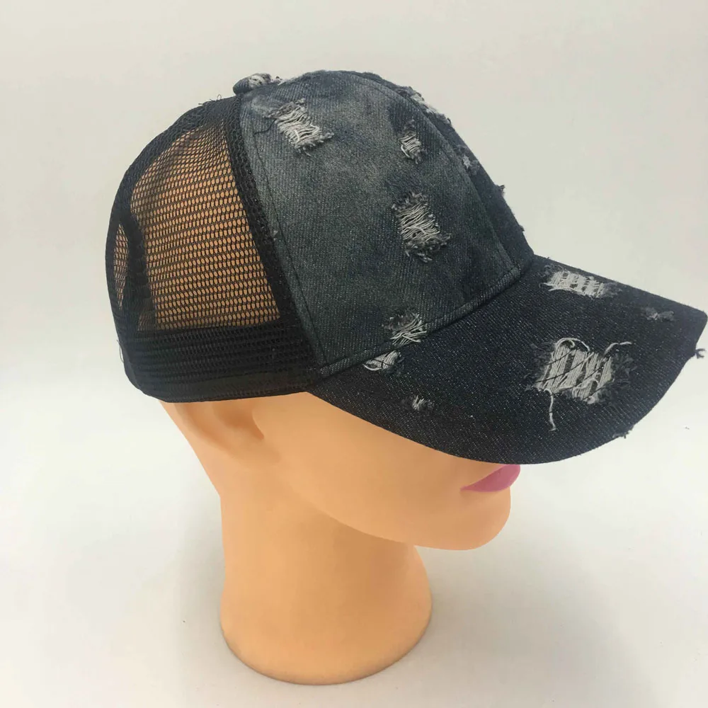 mesh messy black Женский хвостик бейсбольная кепка Модная Ковбойская бейсболка для папы для Леди хлопковая сетчатая Кепка в стиле хип-хоп кепка-бейсболка Bun - Цвет: mesh messy black