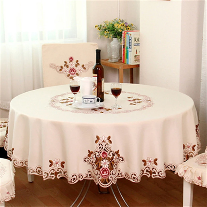 Europe Style Wedding Tablecloth Embroidered Floral Fabric Tableclothes For Rectangular Tables Tea Table Cloth For Table Cover