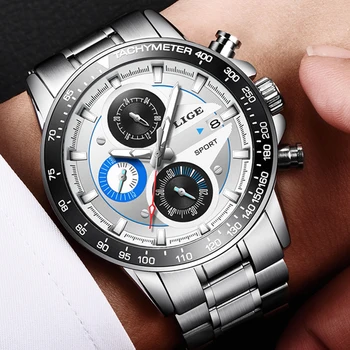 

LIGE Men Watch Luxury Brand Fashion Casual Quartz Watches Men Full Steel sport dress Wristwatch Military Clock Relogio Masculino