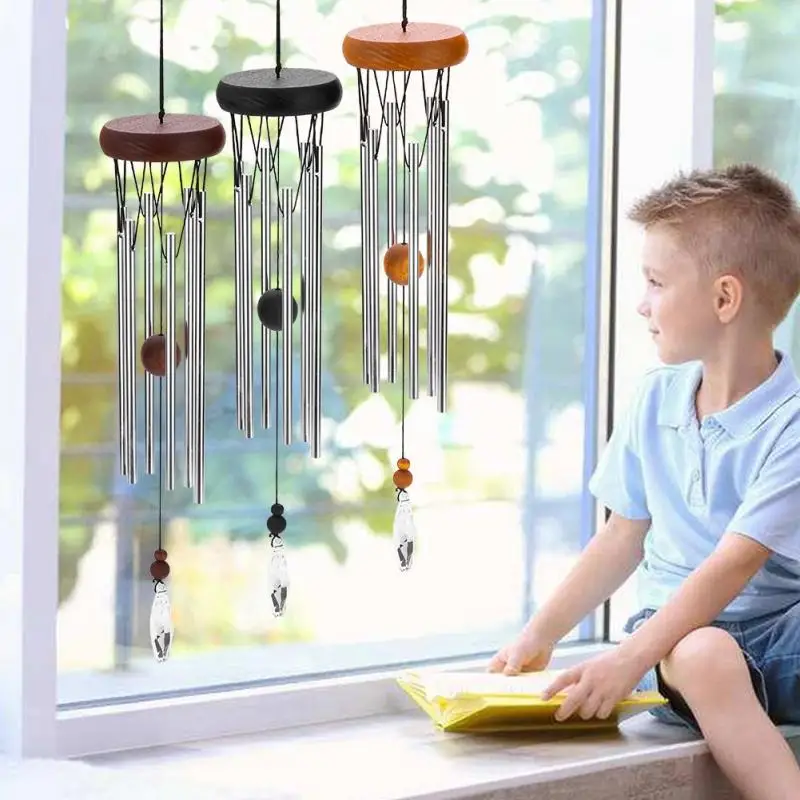 Металлические трубы висит Wind Chime колокол Craft Орнамент Крытый открытый домашнего двор Декор Алюминий, черный, коричневый, деревянный