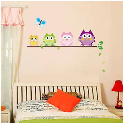 

Colourful Owls Branch Removable Wall Stickers Vinyl Decals Cute Baby Home Nursery Room Decoration Wall Stickers