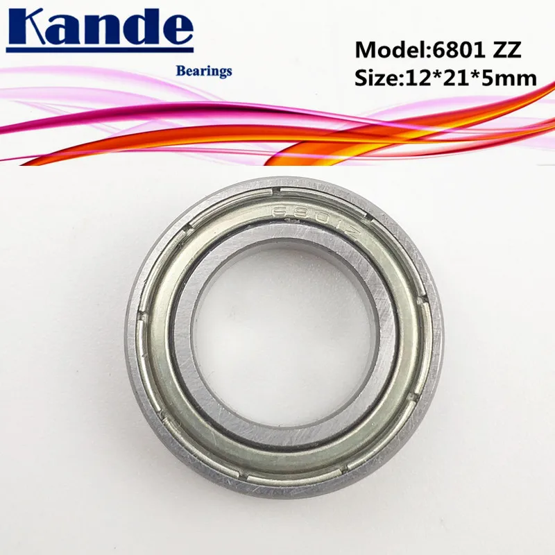 6801 ZZ ABEC-1 12x21x5 10pcs 6801ZZ Thin Section Deep Groove 6801 Ball Bearing 61801
