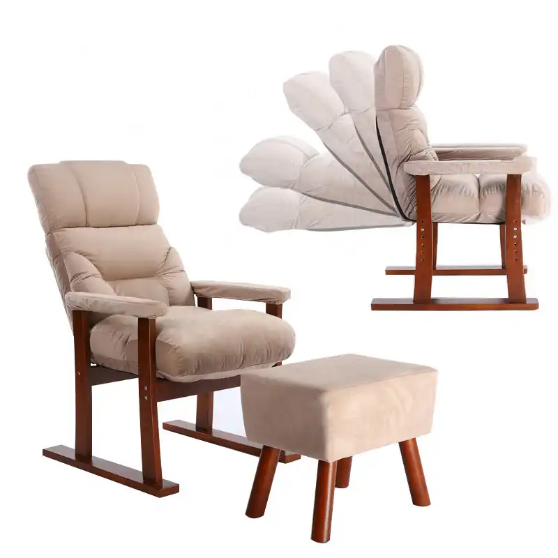Japanese Style Upholstery Furniture Wood Sofa Armchair Ottoman