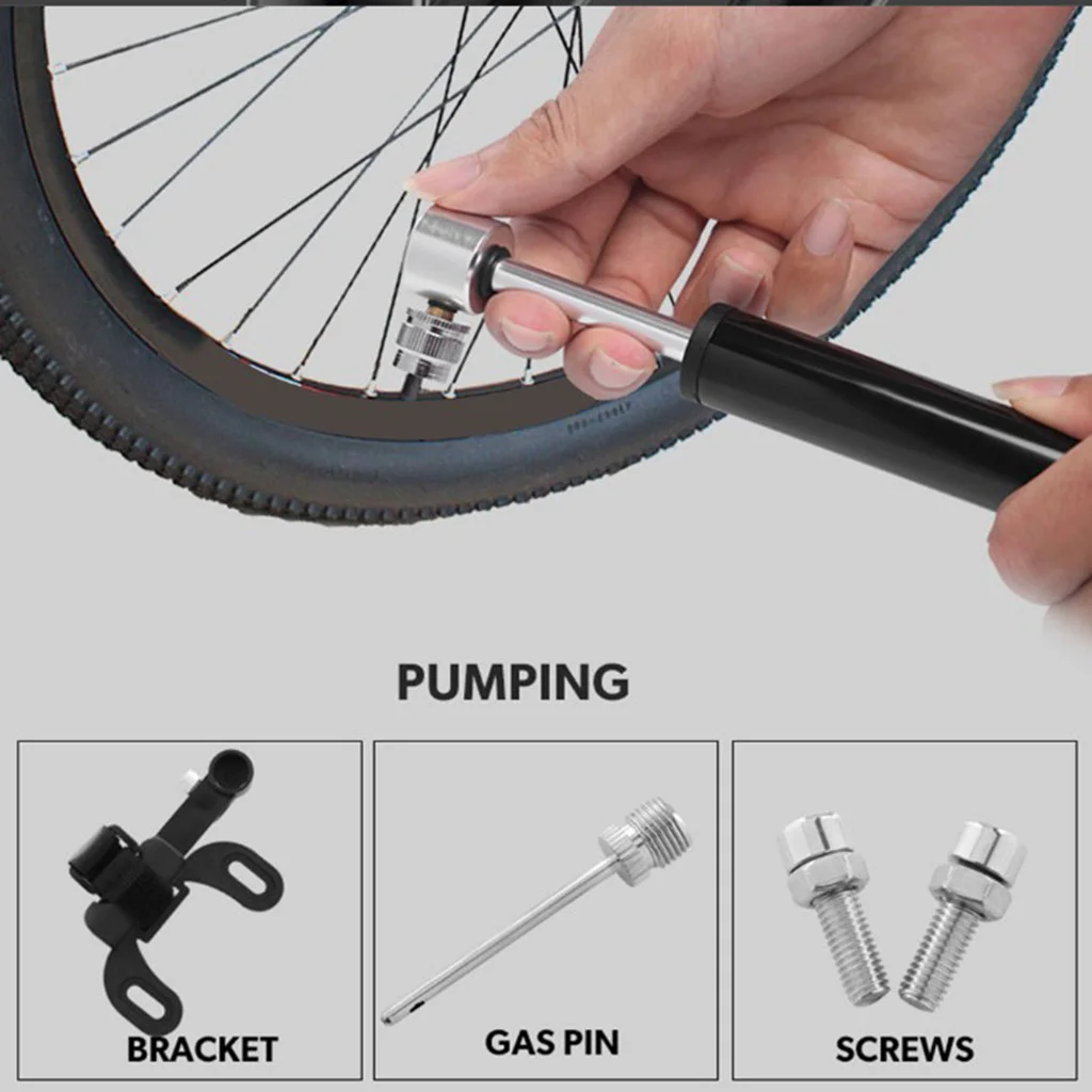 Mini Bicycle Tire Pump for Road Mountain BMX Bikes High Pressure 120 PSI with Mount Bracket Pump Extension Hose 