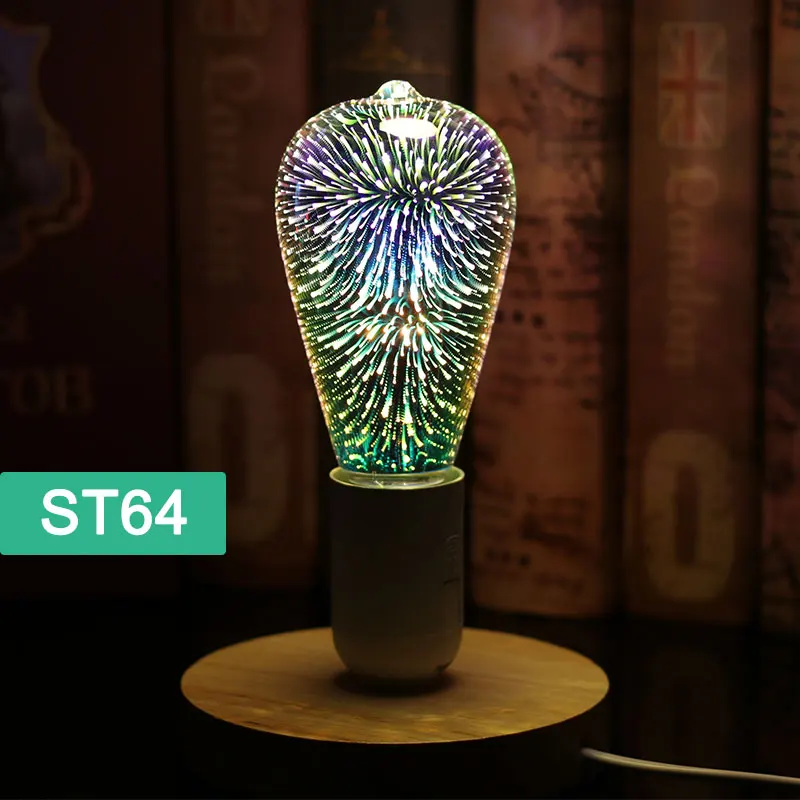 Светодиодный светильник лампы E27 3D фейерверк декоративные лампы Эдисона 220V вечерние лампа A60 ST64 G80 G95 G125 праздничный Новогодний Декор Светильник - Испускаемый цвет: ST64