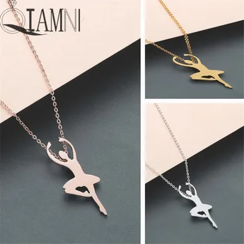 

QIAMNI Novelty Beautiful Women Girl Ballerina Girls Dancer Pendant Necklace Collars Ballet Jewelry Souvenir Charm Birthday Gift