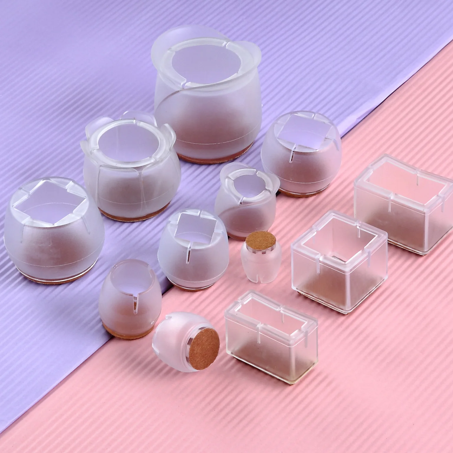 

12Pcs 20Size PVC Chair Leg Caps Assorted Round Square Rectangle Silicone Floor Protector Furniture Table Feet Covers