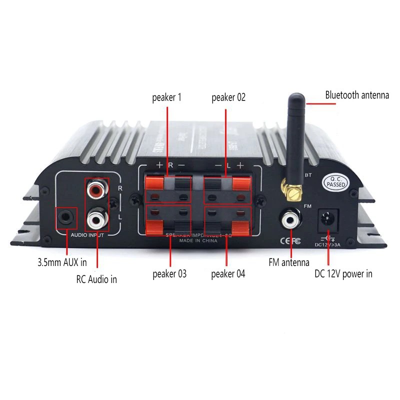 Lepy LP-269S 4 канала Hi-Fi Bluetooth усилитель 3,5 мм AUX USB SD FM цифровой стерео усилитель для автомобиля домашнем компьютере