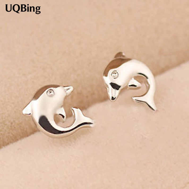 

2017 New Fashion 925 Sterling Silver Dolphin Stud Earrings For Women Jewelry Free Shipping Brincos