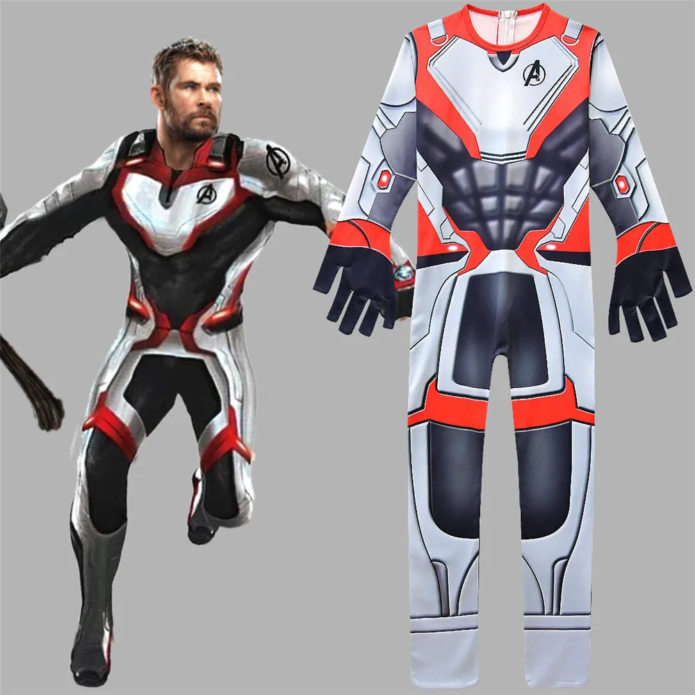 Avengers Endgame Quantum Realm Cosplay Costume Adult Kids Superhero 3D Printed Battle Suit Captain Zentai Bodysuit Jumpsuits