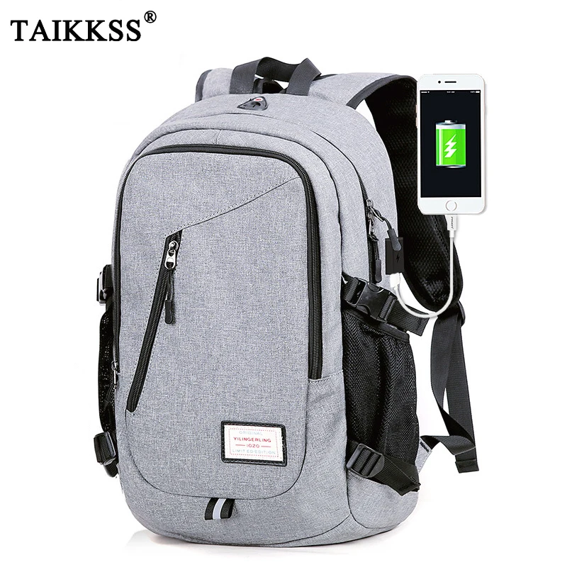 

2019 New Fashion Men Laptop Backpack For 15.6 inch USB Charging Backpacks Large Capacity Design Backpack School Bags Wholesale